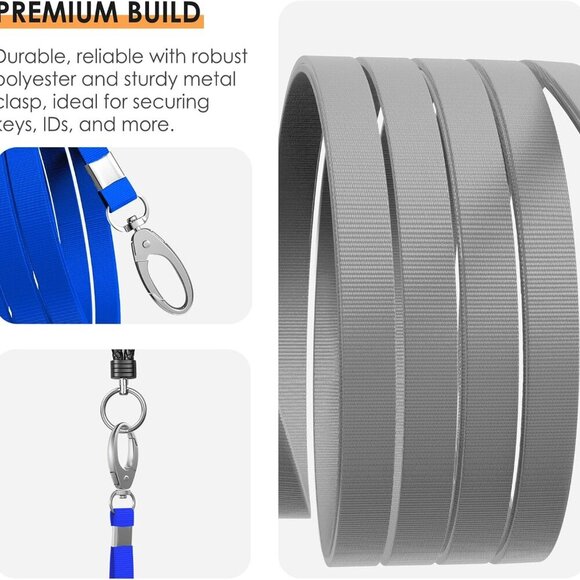 10 Pack Lanyards for ID Badges, Cruise Ship Cards, Keys, Keychain, Long-lasting - Picture 3 of 7